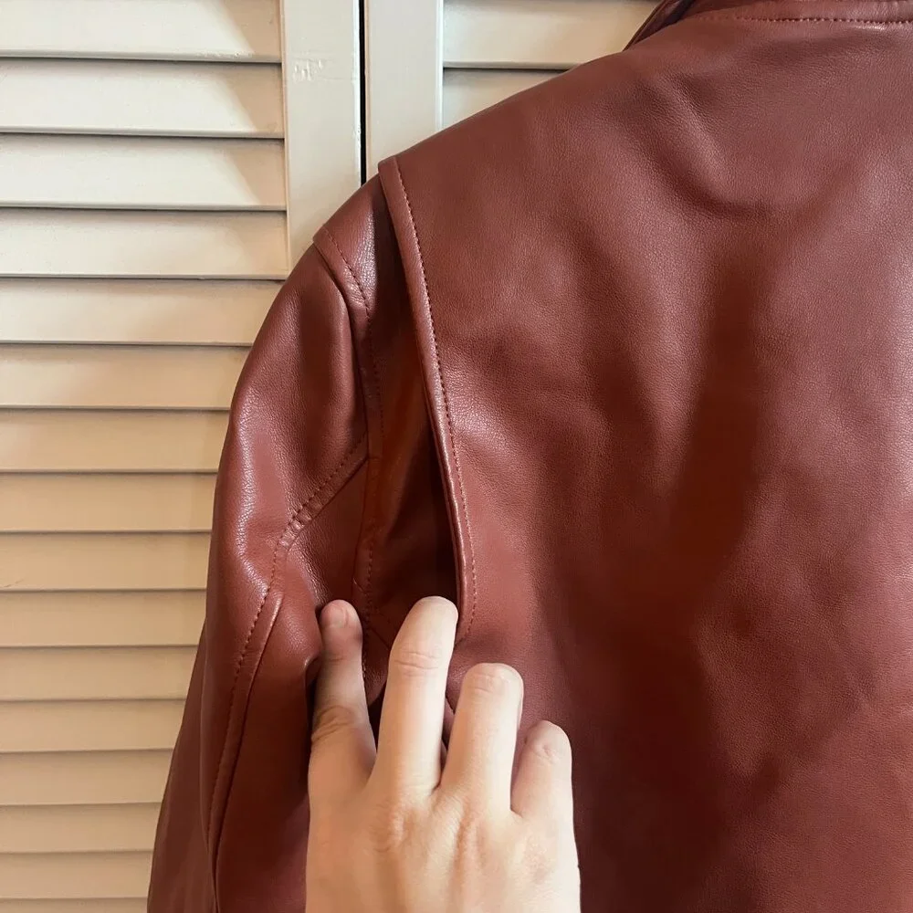 BlankNYC Rust Colored Leather Moto Jacket - Picture 3 of 5